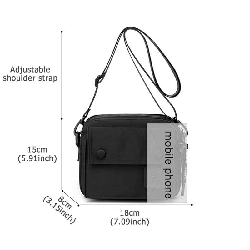 Mini Solid Phone Crossbody Bag Nylon Waterproof Lightweight Messenger Bag
