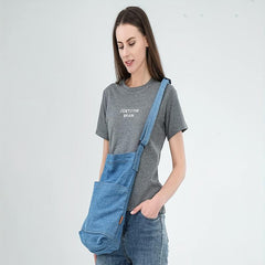 Retro Large Capacity Tote Hobo Bag Denim Lightweight Shoulder Shopping Bag
