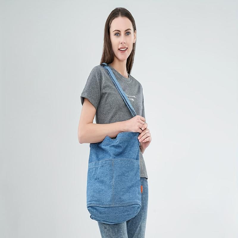 Retro Large Capacity Tote Hobo Bag Denim Lightweight Shoulder Shopping Bag