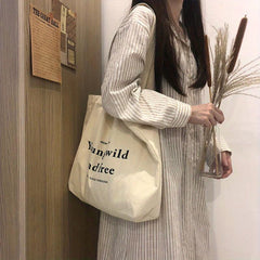 Canvas Snap Button Shopping Bag Large Capacity Tote Bag