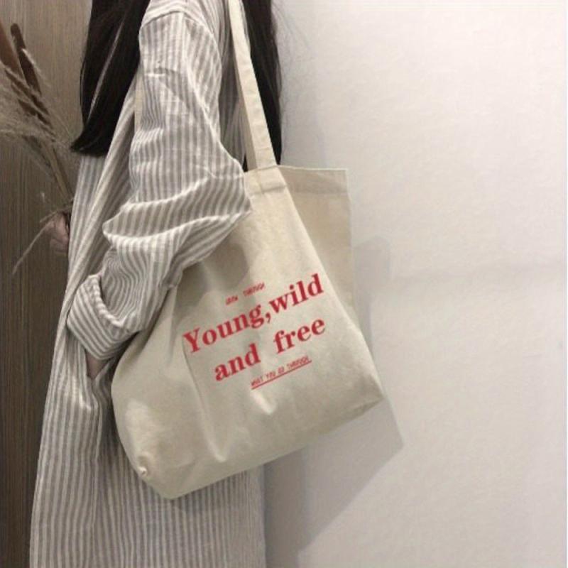 Canvas Snap Button Shopping Bag Large Capacity Tote Bag