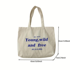 Canvas Snap Button Shopping Bag Large Capacity Tote Bag