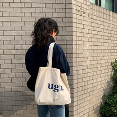 Canvas Snap Button Shopping Bag Large Capacity Tote Bag