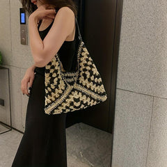 Hollow Summer Beach Hobo Bag Straw Woven Large Shoulder Bag