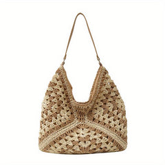 Hollow Summer Beach Hobo Bag Straw Woven Large Shoulder Bag