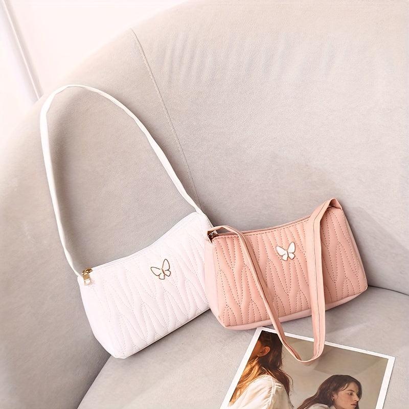 Argyle Quilted Shoulder Bag Butterfly Women's Handbag
