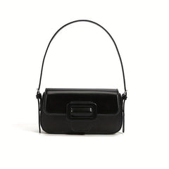 Minimalist Baguette Bag Buckle Flap Purse Solid Shoulder Bag
