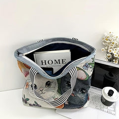 Cute Cartoon Cat Shoulder Bag Zipper Shopping Handbag