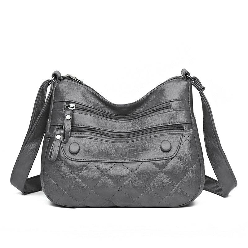 Vintage Quilted Crossbody Bag Retro Layer Shoulder Bag Women's Casual Handbag