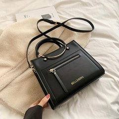 Fashion Tote Bag Women's Zipper Handbag PU Leather Crossbody Bag
