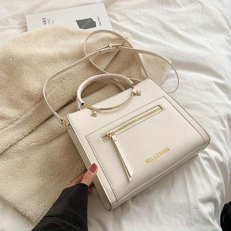 Fashion Tote Bag Women's Zipper Handbag PU Leather Crossbody Bag