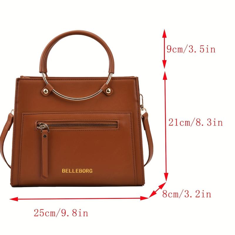 Fashion Tote Bag Women's Zipper Handbag PU Leather Crossbody Bag