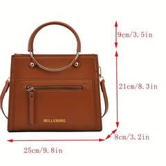 Fashion Tote Bag Women's Zipper Handbag PU Leather Crossbody Bag