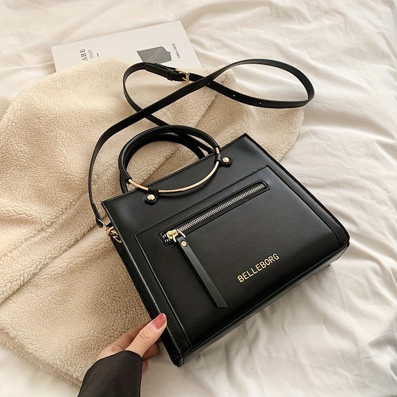Fashion Tote Bag Women's Zipper Handbag PU Leather Crossbody Bag