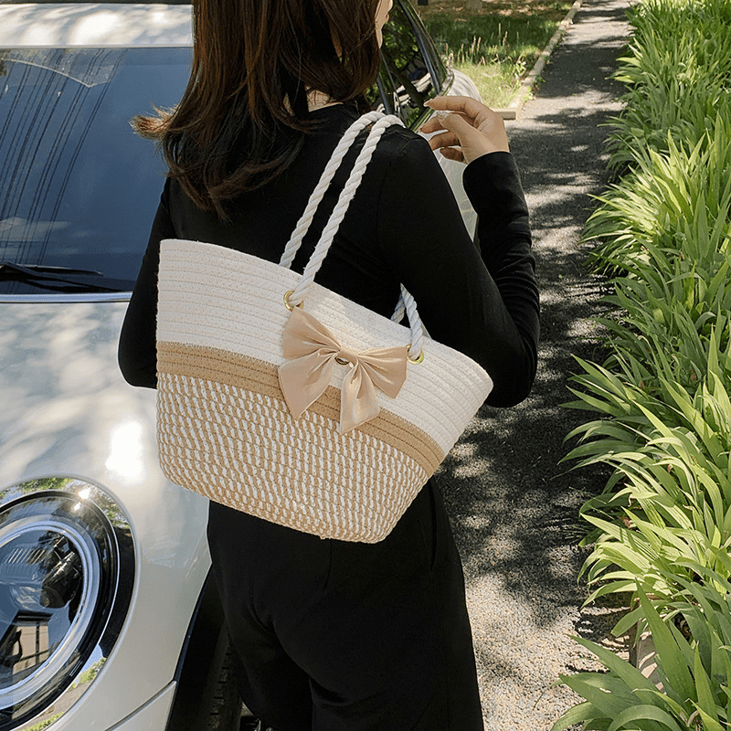 Straw Woven Summer Tote Beach Bag Large Capacity Casual Han