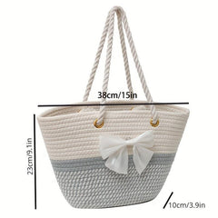 Straw Woven Summer Tote Beach Bag Large Capacity Casual Han