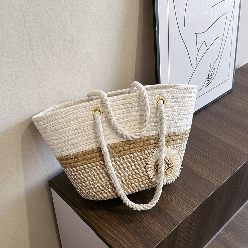 Straw Woven Summer Tote Beach Bag Large Capacity Casual Han