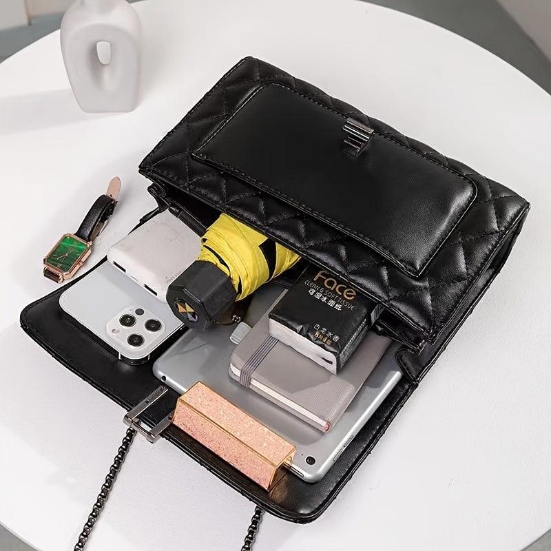 Argyle Crossbody Bag Quilted Chain Shoulder Purse Solid Square