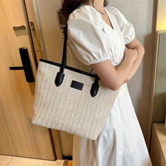 Straw Woven Tote Bag Summer Beach Shoulder Bag