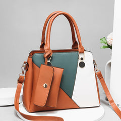 Colorblock Stitching Tote Bag Set with Coin Purse