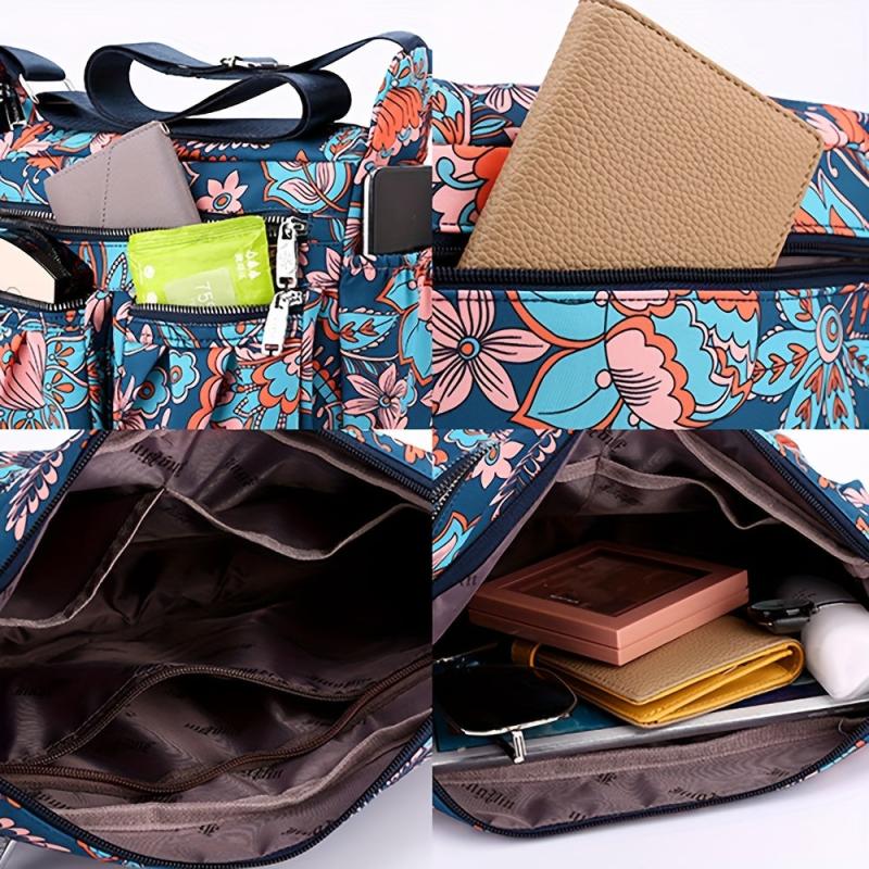 Large Capacity Nylon Shoulder Bag Zipper Stylish Crossbody Bag