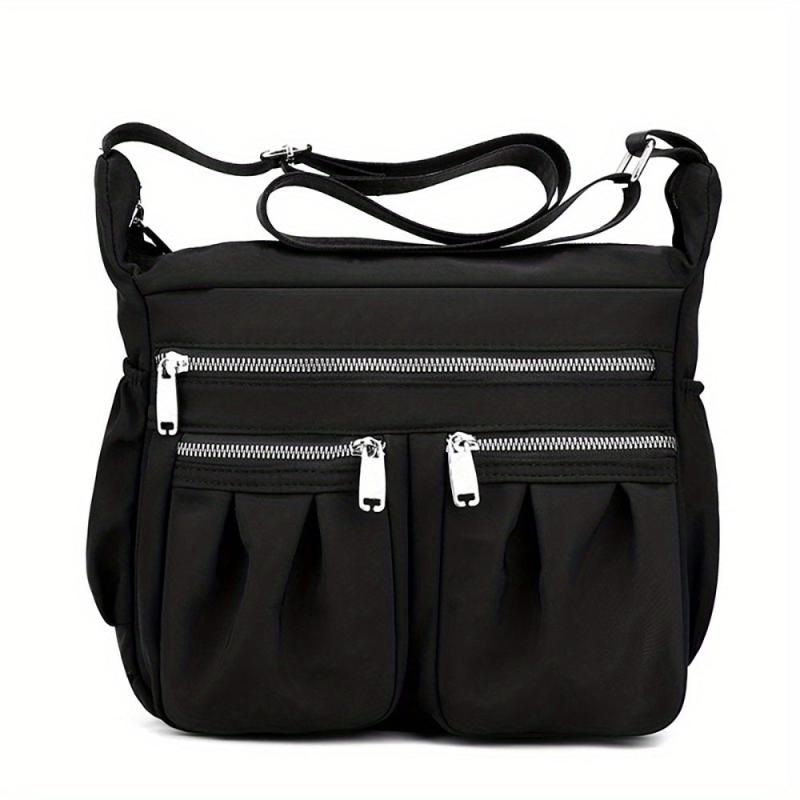 Large Capacity Nylon Shoulder Bag Zipper Stylish Crossbody Bag
