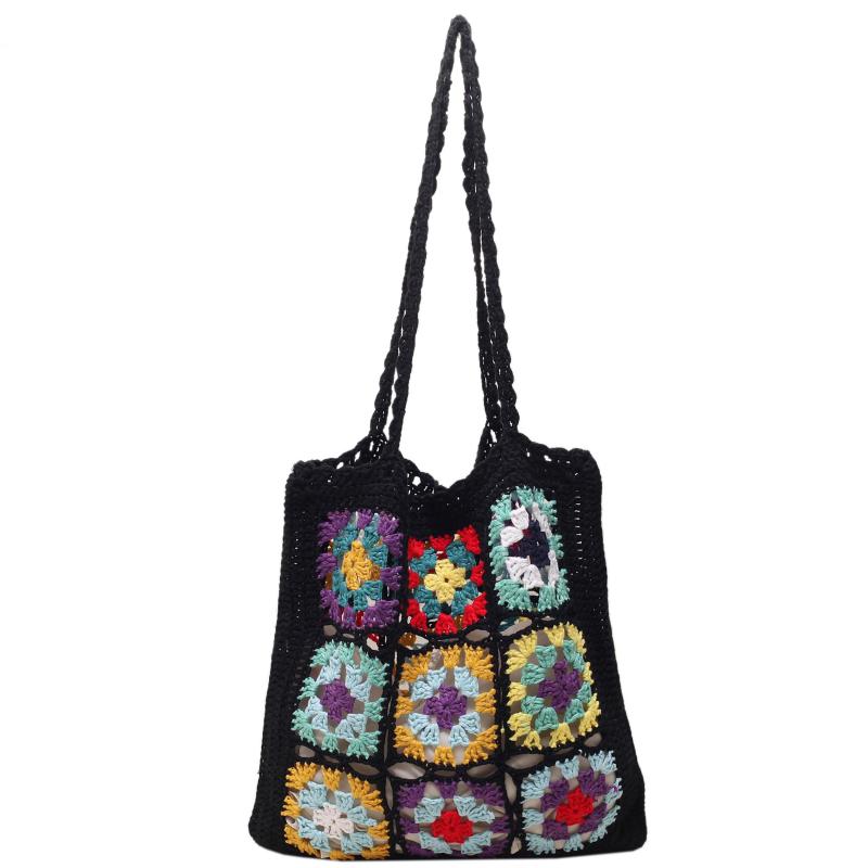 Retro Knitted Flower Boho Bag Large Capacity Crochet Handbag