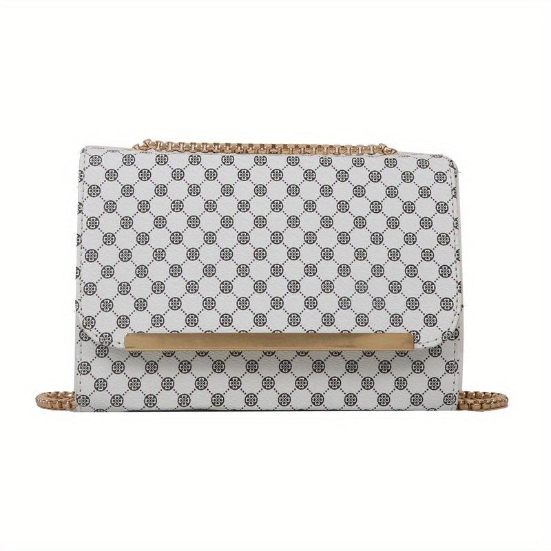 Vintage Chain Crossbody Bag Polka Dot Print Square Purse