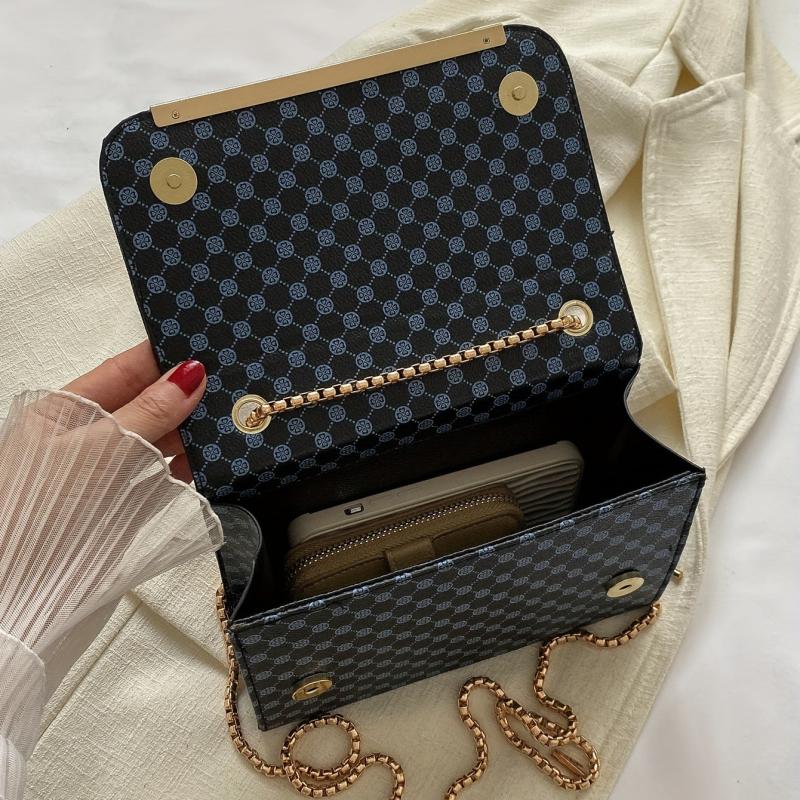 Vintage Chain Crossbody Bag Polka Dot Print Square Purse