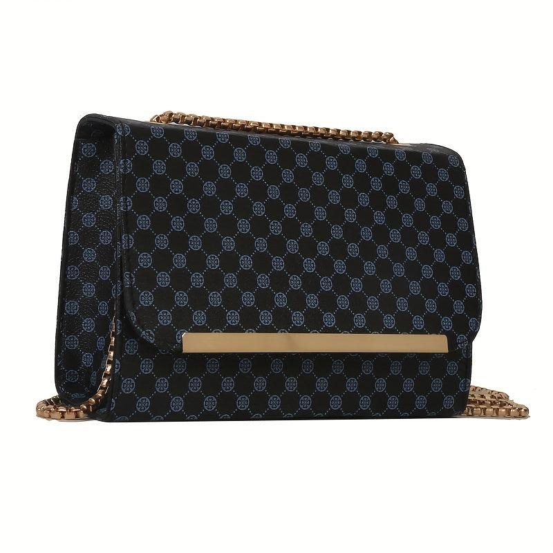 Vintage Chain Crossbody Bag Polka Dot Print Square Purse
