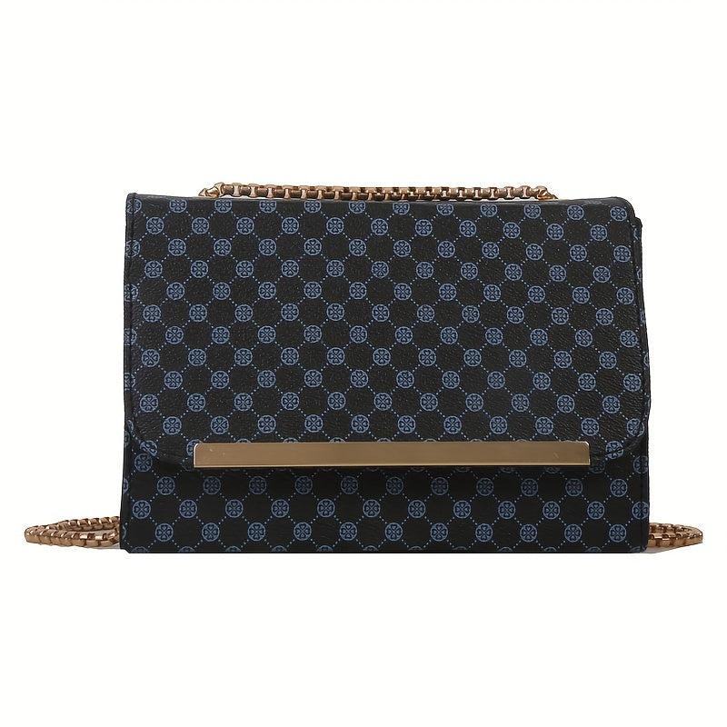 Vintage Chain Crossbody Bag Polka Dot Print Square Purse
