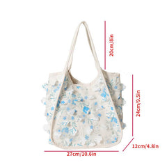 Fairy Floral Decor Hobo Bag PU Shoulder Bag Women's Sweet Handbag