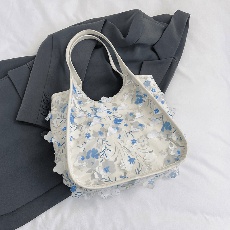 Fairy Floral Decor Hobo Bag PU Shoulder Bag Women's Sweet Handbag
