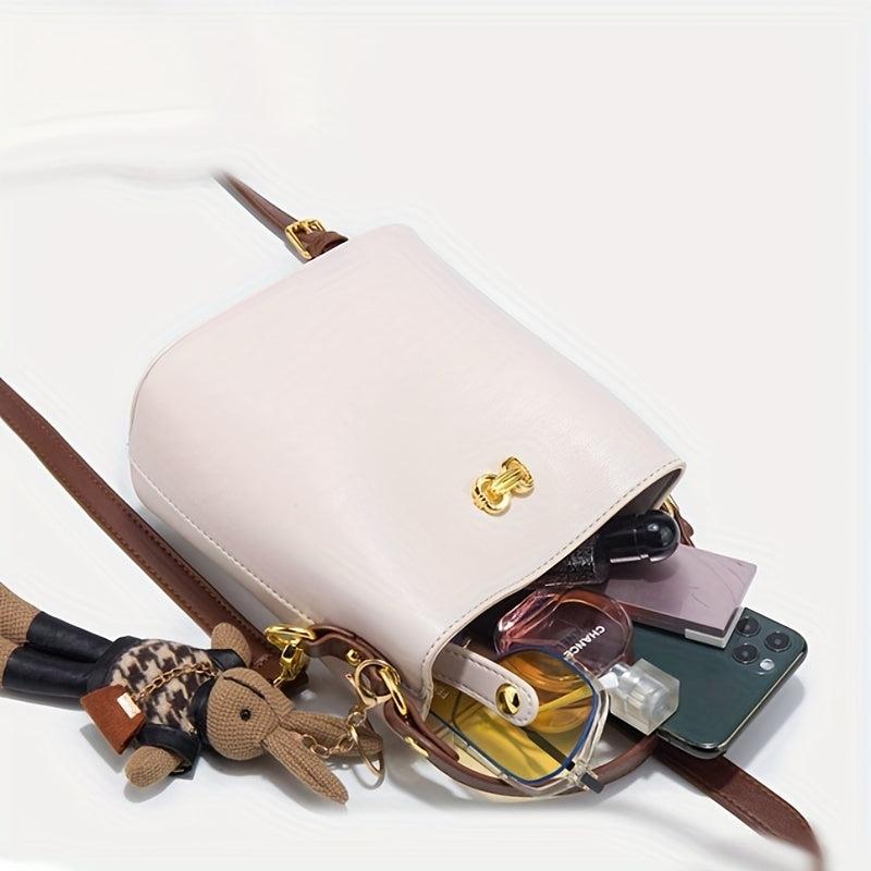 Colorblock Bucket Bag Shoulder Bag Women's Button Bag