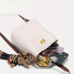 Colorblock Bucket Bag Shoulder Bag Women's Button Bag