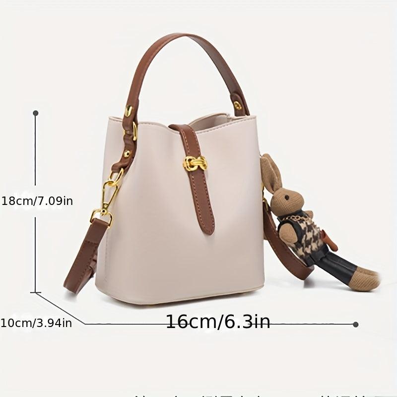Colorblock Bucket Bag Shoulder Bag Women's Button Bag
