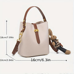 Colorblock Bucket Bag Shoulder Bag Women's Button Bag