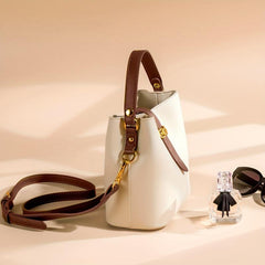 Colorblock Bucket Bag Shoulder Bag Women's Button Bag
