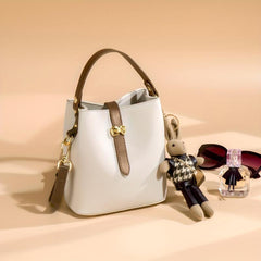 Colorblock Bucket Bag Shoulder Bag Women's Button Bag