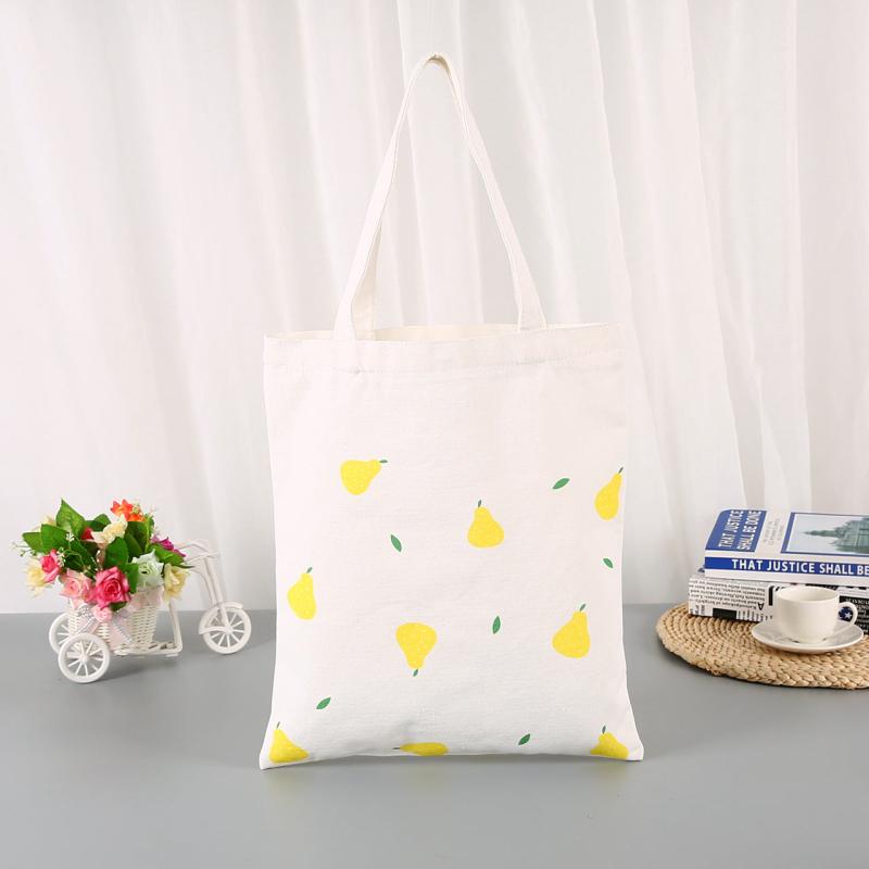 Fruit Pattern Canvas Tote Bag Large Capacity Handbag