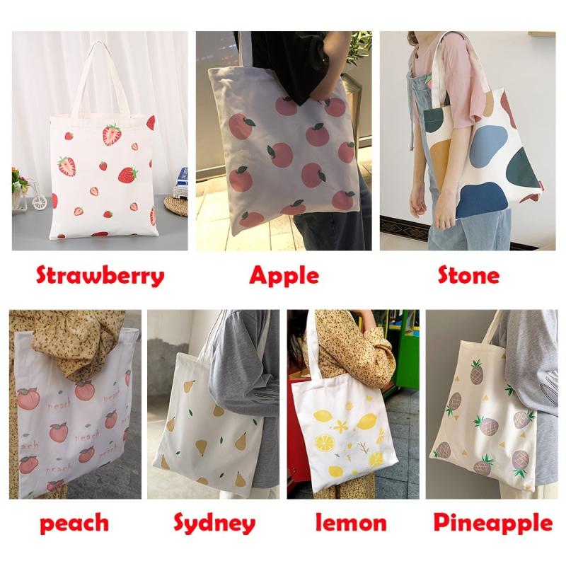 Fruit Pattern Canvas Tote Bag Large Capacity Handbag