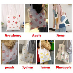 Fruit Pattern Canvas Tote Bag Large Capacity Handbag