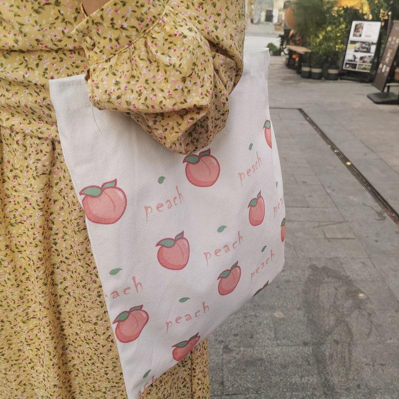 Fruit Pattern Canvas Tote Bag Large Capacity Handbag