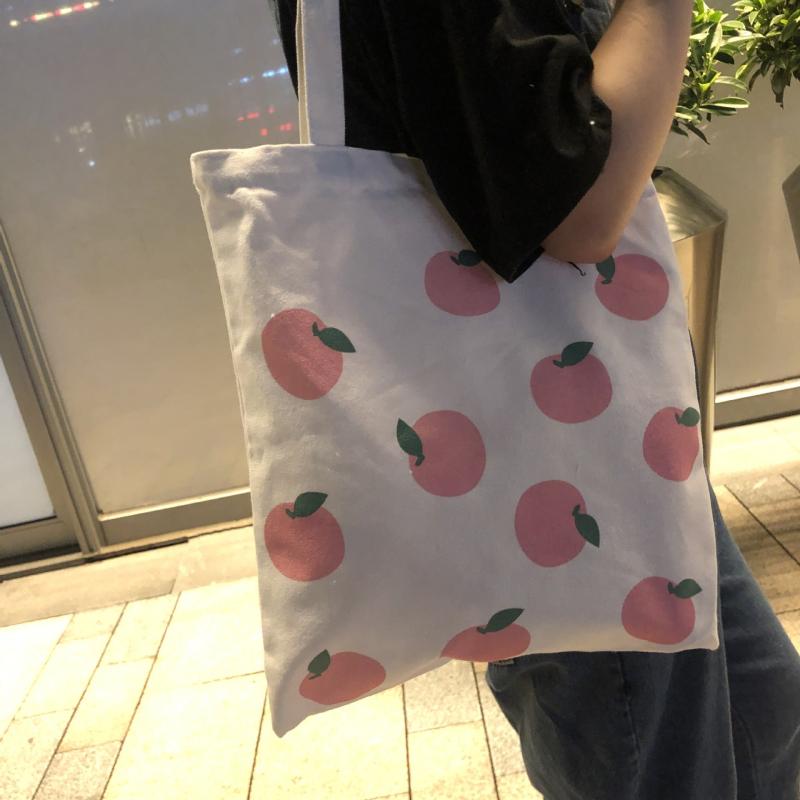 Fruit Pattern Canvas Tote Bag Large Capacity Handbag