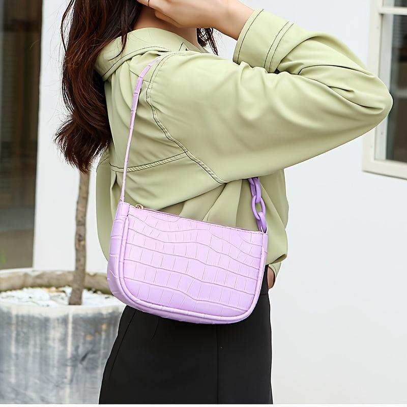Faux Crocodile Embossed Underarm Bag Women's Shoulder Bag