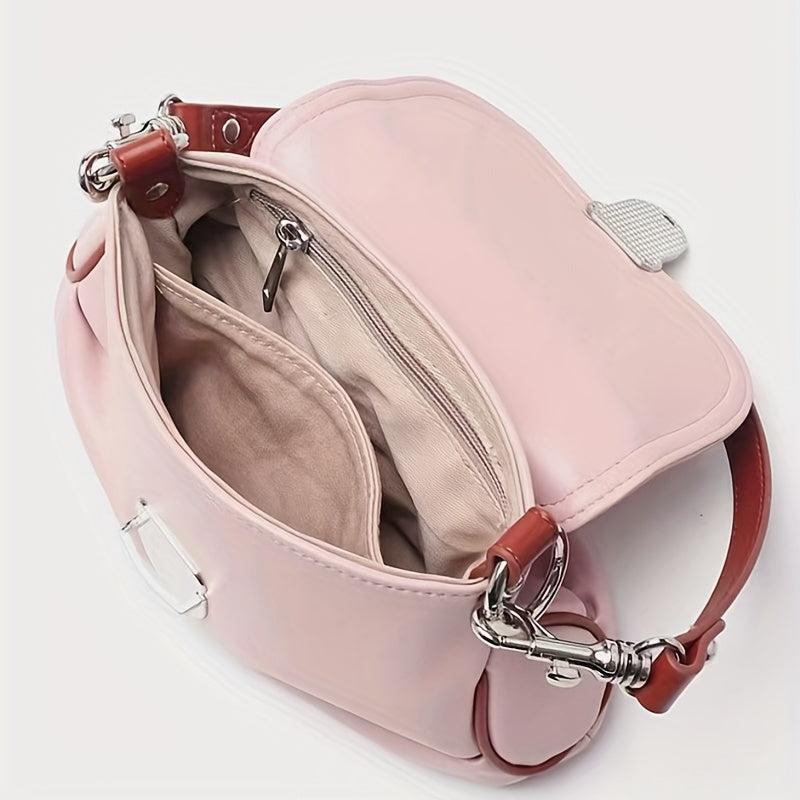 Small Pleated Crossbody Bag PU Leather Classic Shoulder Bag
