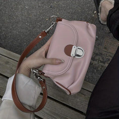 Small Pleated Crossbody Bag PU Leather Classic Shoulder Bag