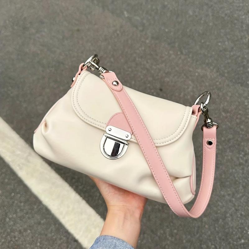 Small Pleated Crossbody Bag PU Leather Classic Shoulder Bag