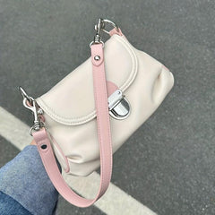 Small Pleated Crossbody Bag PU Leather Classic Shoulder Bag