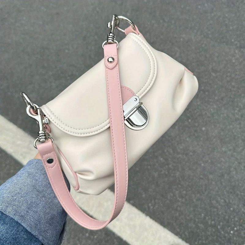 Small Pleated Crossbody Bag PU Leather Classic Shoulder Bag